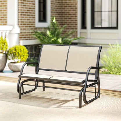 Outsunny 2-Person Outdoor Glider Bench Patio Double Swing Gliding Chair Loveseat w/Power Coated Steel Frame for Garden Patio Porch, Cream--ChewyGames-ChewyGames