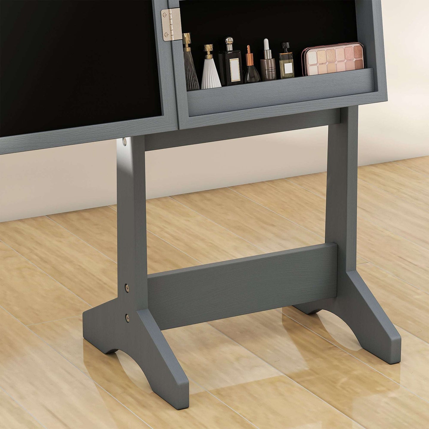 HOMCOM Freestanding Mirrored Jewellery Storage Cabinet - Grey