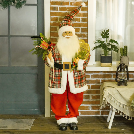HOMCOM 120cm Animated Santa Claus Figure, with Sound and Lights - Red/Green