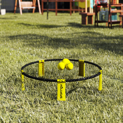 SPORTNOW Spike Game Set, Mini Beach Games Set with Net, 3 Balls and Ball Pump, Portable with Carrying Bag for Outdoor Team Sports, Yellow