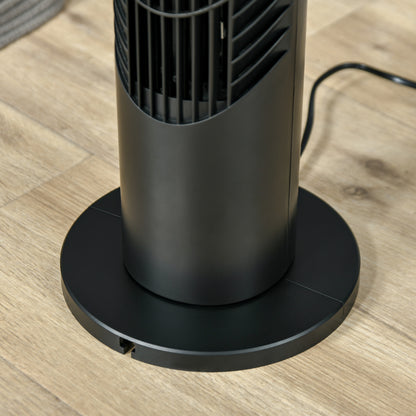 HOMCOM 31 Inch Bladeless Oscillating Tower Fan with 70° Oscillation, Remote Control, 7.5H Timer, 3 Speed 3 Modes, Electric Floor Standing Cooling Fan for Home Bedroom Office, Black