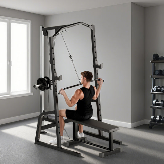 SPORTNOW Power Cage Power Rack with 15-Level Squat Rack, Cable Pulley System, Lat Pulldown & Pull Up Bar--ChewyGames-ChewyGames