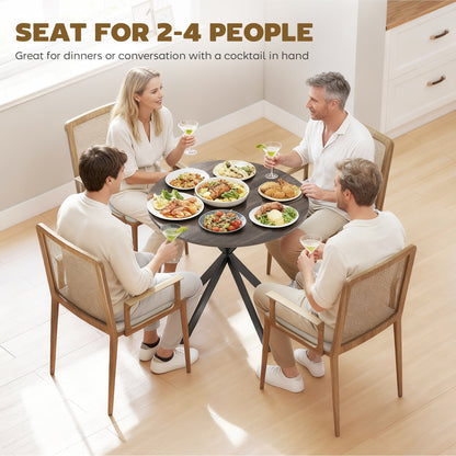 HOMCOM 80cm Industrial Round Dining Table - Brown