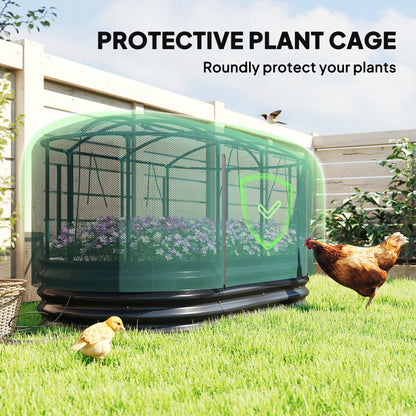 Outsunny Galvanised Raised Garden Bed Kit with Self Watering System and Mesh Cover, Garden Boxes, 6x3Ft, Dark Grey and Green