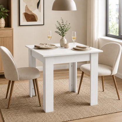 HOMCOM Square Dining Table, Modern Small Dining Table with Wood Effect, Space Saving, Non-slip Foot Pads, White