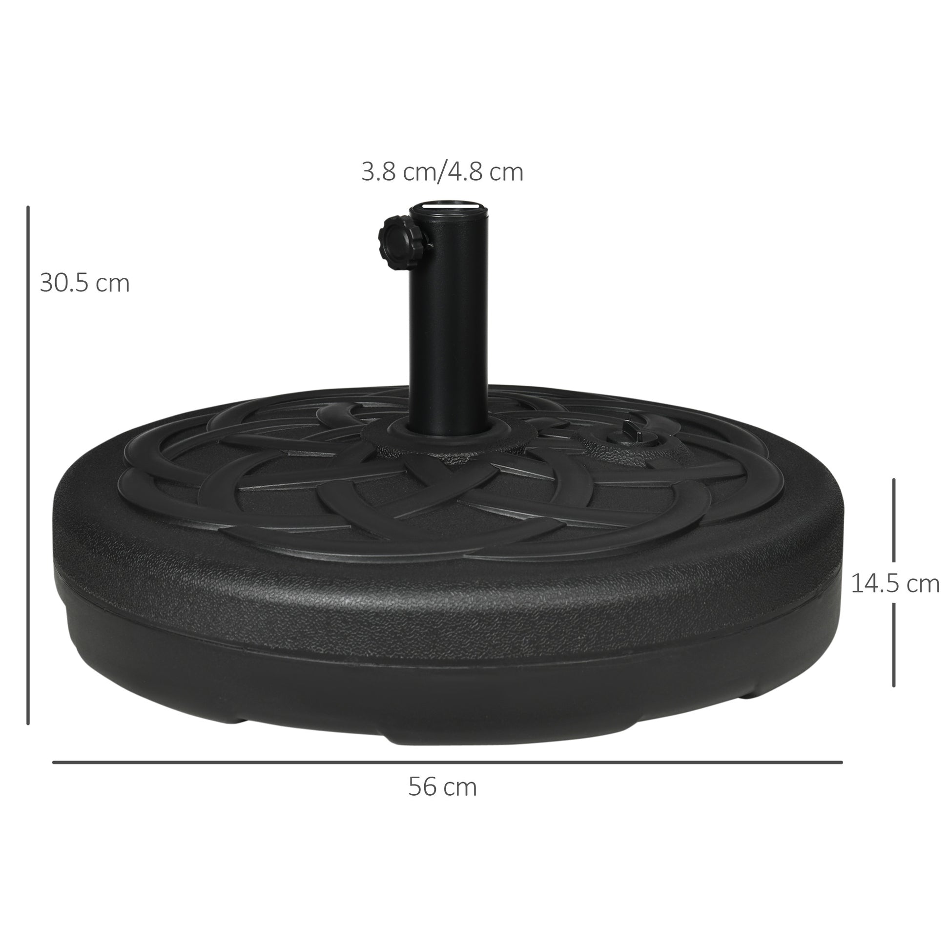 Outsunny Garden Parasol Base Holder, Outdoor Market Umbrella Stand Weight with Built-In Handle, 25kg Water or 35kg Sand Filled, Black--ChewyGames-ChewyGames