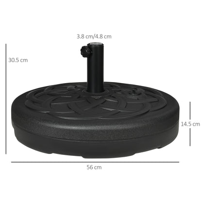 Outsunny Garden Parasol Base Holder, Outdoor Market Umbrella Stand Weight with Built-In Handle, 25kg Water or 35kg Sand Filled, Black--ChewyGames-ChewyGames