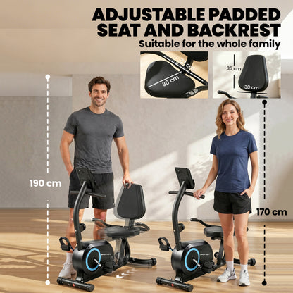 SPORTNOW Recumbent Exercise Bike for Home, Stationary Bike with Bluetooth, App Connectivity, Quiet 8-Level Magnetic Resistance