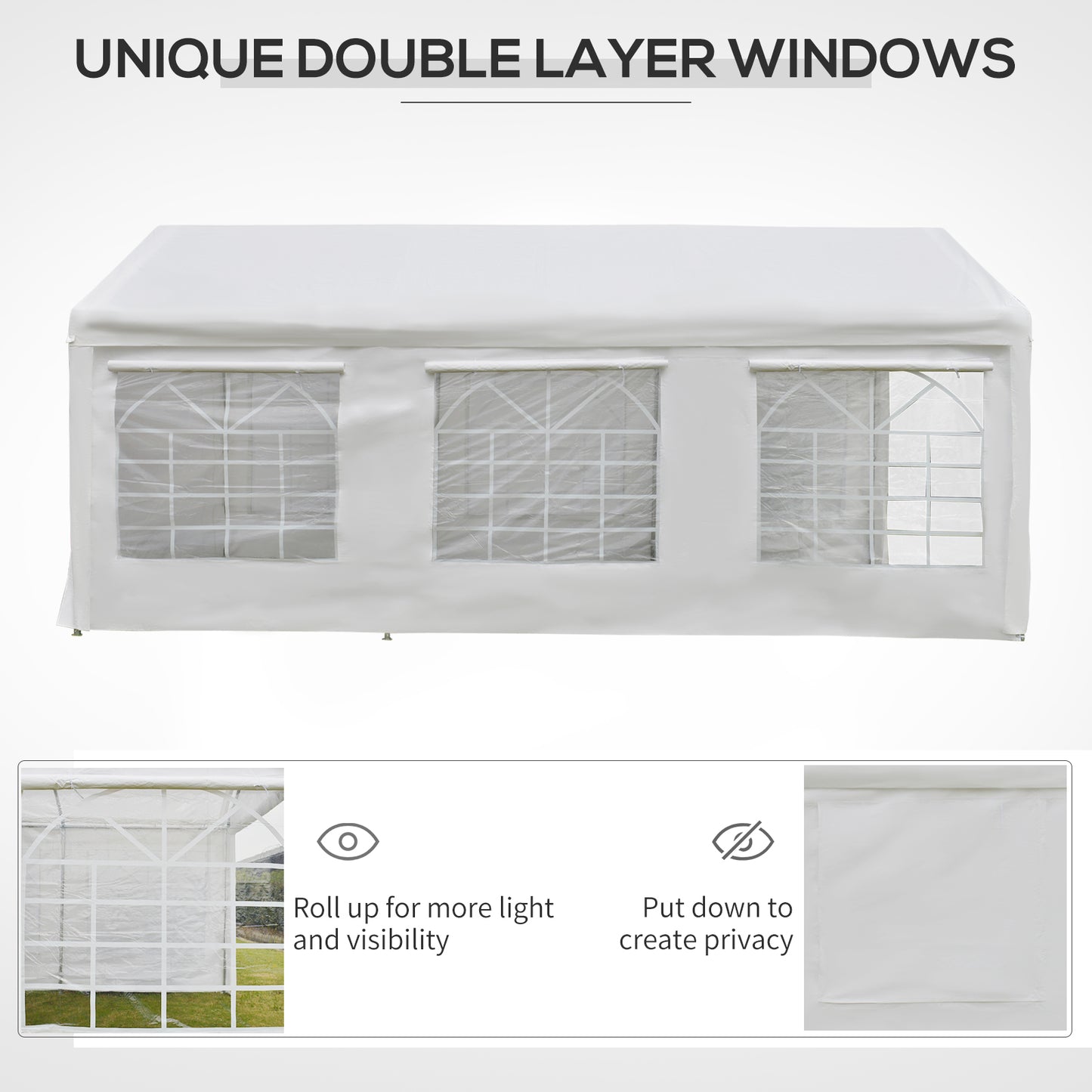 Outsunny 6m x 3m Garden Gazebo Marquee Wedding Shelter Level 4 Wind Protection, White