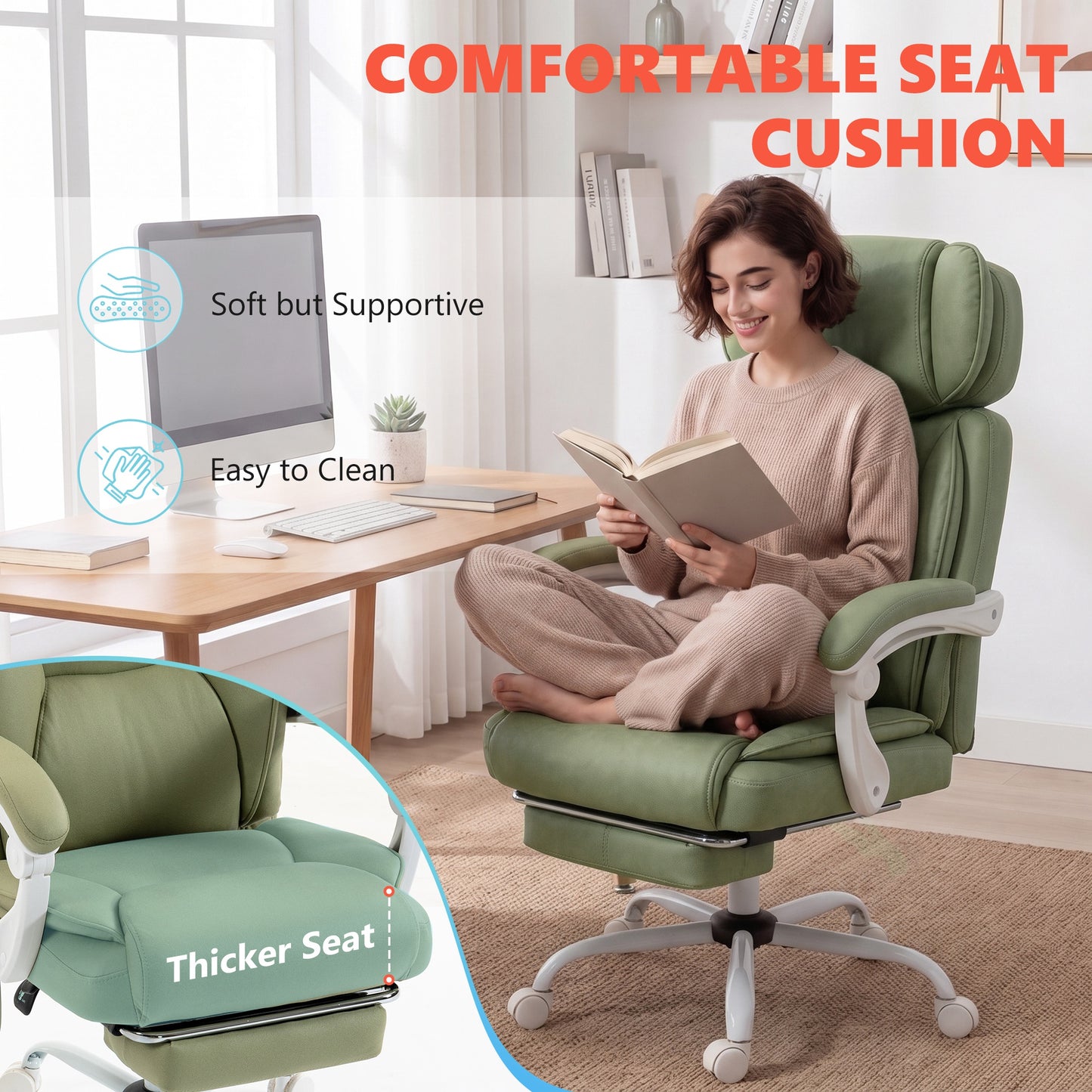 HOMCOM High Back Vibration Massage Office Chair Heated Reclining Computer Chair w/ Adjustable Height, Swivel Wheels, Lime Green