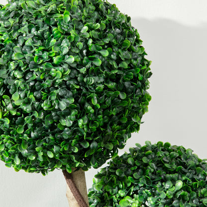 HOMCOM Decorative Artificial Tree Boxwood Ball Topiary Tree in Pot, Fake Plant for Home Indoor Outdoor Decor, 90 cm, Dark Green