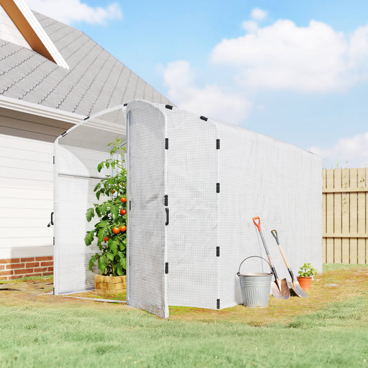 Outsunny Polytunnel Greenhouse Walk-in Grow House with UV-resistant PE Cover, Door and Galvanised Steel Frame, 3 x 2 x 2m, White