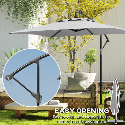 Outsunny 3(m) Cantilever Overhanging Parasol, with Cross Base - Light Grey--ChewyGames-ChewyGames
