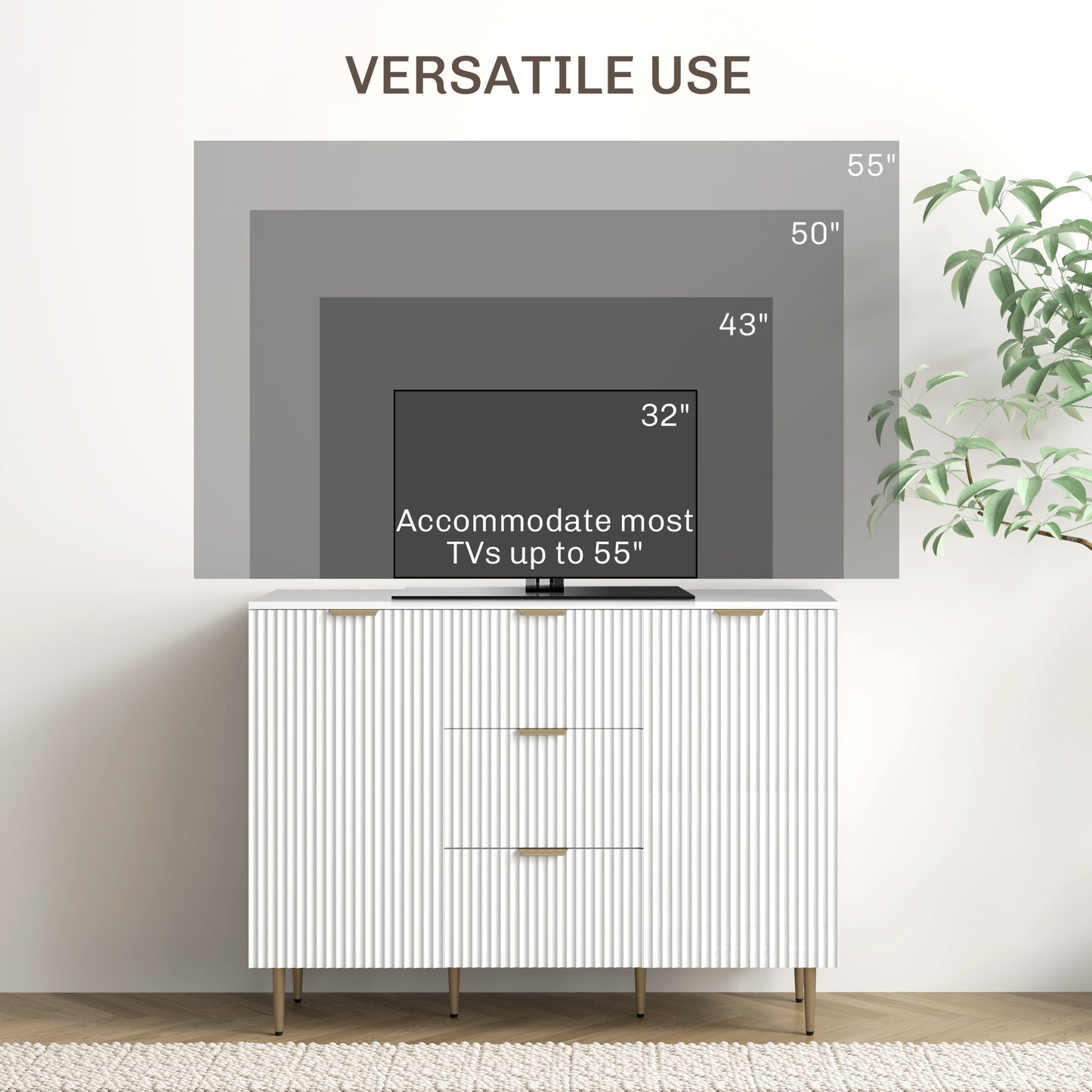 HOMCOM 2-Door Sideboard with 3 Drawers and Adjustable Shelves - White-Sideboards-ChewyGames-ChewyGames
