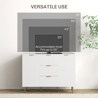 HOMCOM 2-Door Sideboard with 3 Drawers and Adjustable Shelves - White-Sideboards-ChewyGames-ChewyGames