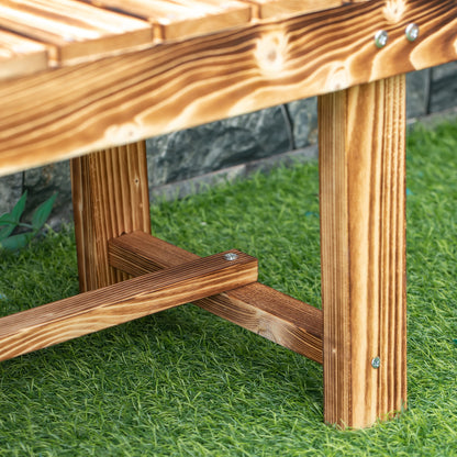 Outsunny Wooden Garden Benches, 2 Seater Outdoor Benches, Fir Wood Backless Patio Loveseat with Slatted Seat for Park, 110 x 38 x 35 cm, 5 Pieces, Carbonised