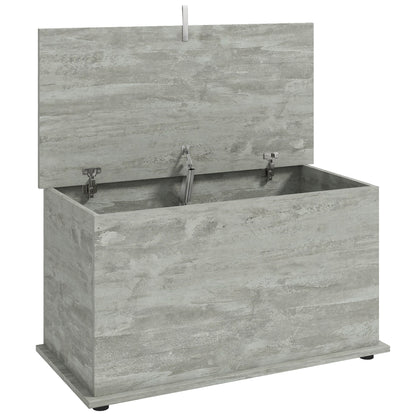 HOMCOM Storage Chest, 102L Blanket Box, Shoe Bench with Safety Hinged Lid, Bed End Bench for Bedroom, 80 x 40 x 45cm, Grey