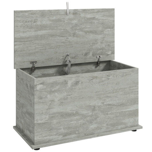 HOMCOM Storage Chest, 102L Blanket Box, Shoe Bench with Safety Hinged Lid, Bed End Bench for Bedroom, 80 x 40 x 45cm, Grey