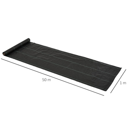 Outsunny 1m x 50m Weed Control Membrane, Heavy Duty Weed Control Barrier Fabric, 100gsm Ground Cover for Patios, Garden