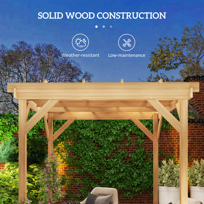 Outsunny 2 x 2 m Wooden Pergola Kit, Decorative Garden Gazebo Shelter with Stable Structure for Climbing Vines, Flowers, Dark Brown
