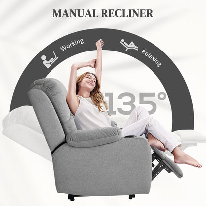 HOMCOM Microfibre Manual Reclining Armchair with 135° Recline Back and Footrest - Grey--ChewyGames-ChewyGames