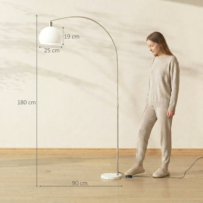HOMCOM Floor Lamp for Living Room, Modern Standing Lamp with Shade & Foot Switch for Bedroom, Office, White