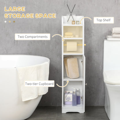 kleankin Multi-Storage Narrow Bathroom Cabinet - White--ChewyGames-ChewyGames