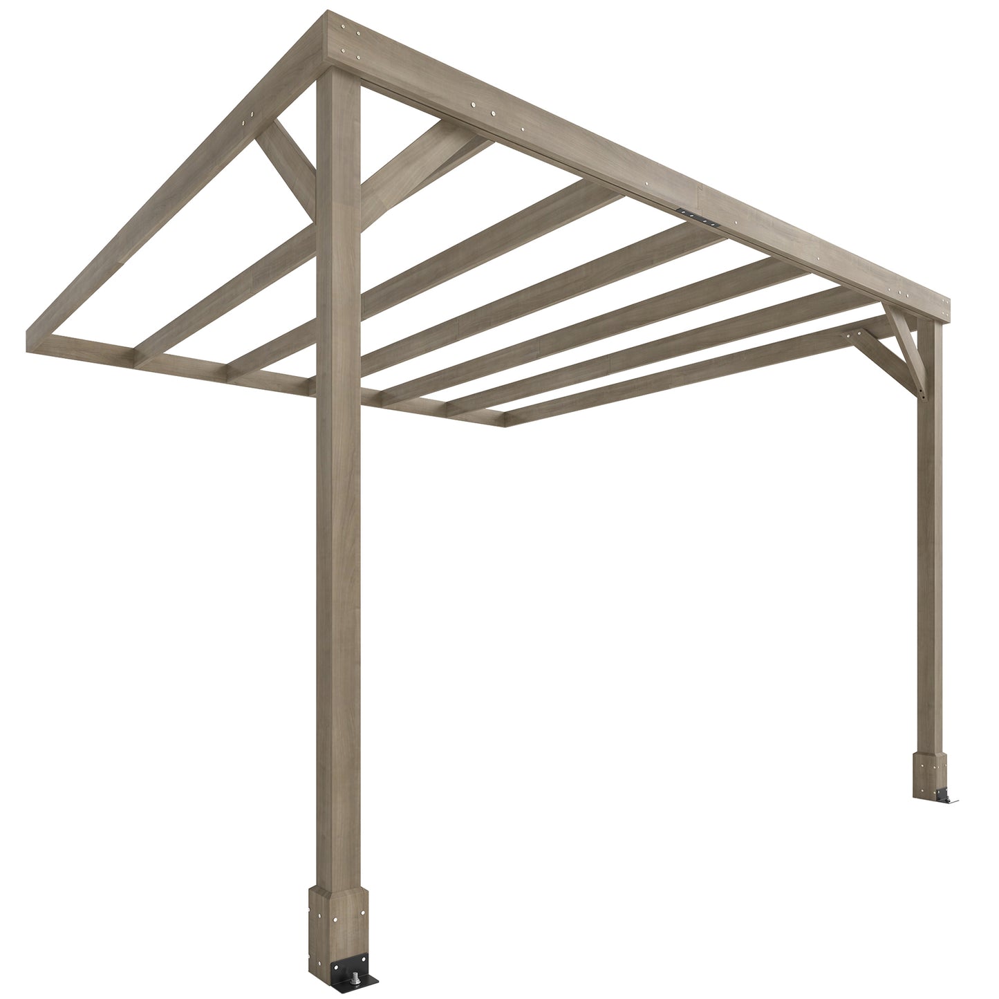 Outsunny Lean-To Wooden Pergola Kit, Decorative Garden Gazebo with Stable Structure and Concrete Anchors, 3 x 3 m, Light Brown