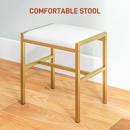 HOMCOM Dressing Table Set, with Storage and Stool - White