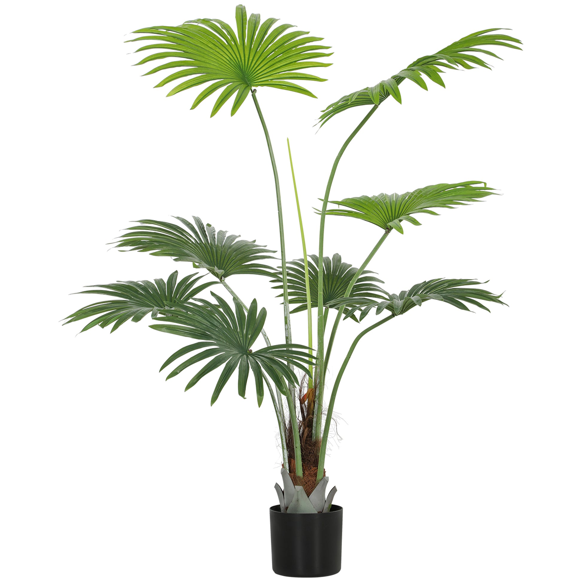 HOMCOM 145cm Artificial Palm Tree, Decorative Artificial Plant with Lifelike PEVA Leaves and Coconut Coir, Fake Tree with Plastic Pot and Flocking for Home Office Decor, Green--ChewyGames-ChewyGames