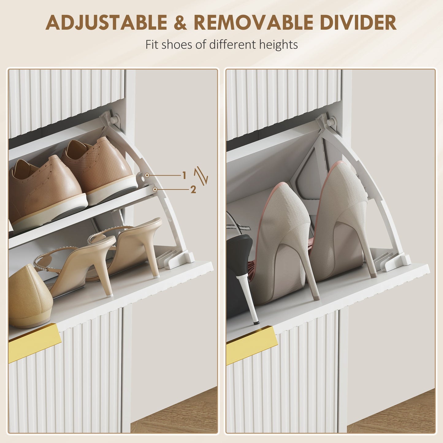 HOMCOM Elegant Three-Drawer Shoe Cabinet - White