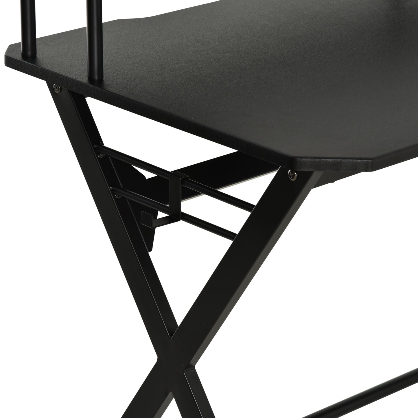 HOMCOM Gaming Desk Writing Racing Computer Table Workstation with Headphone Hook Curved Front Adjustable Feet for Home Office Use 140 x 60cm