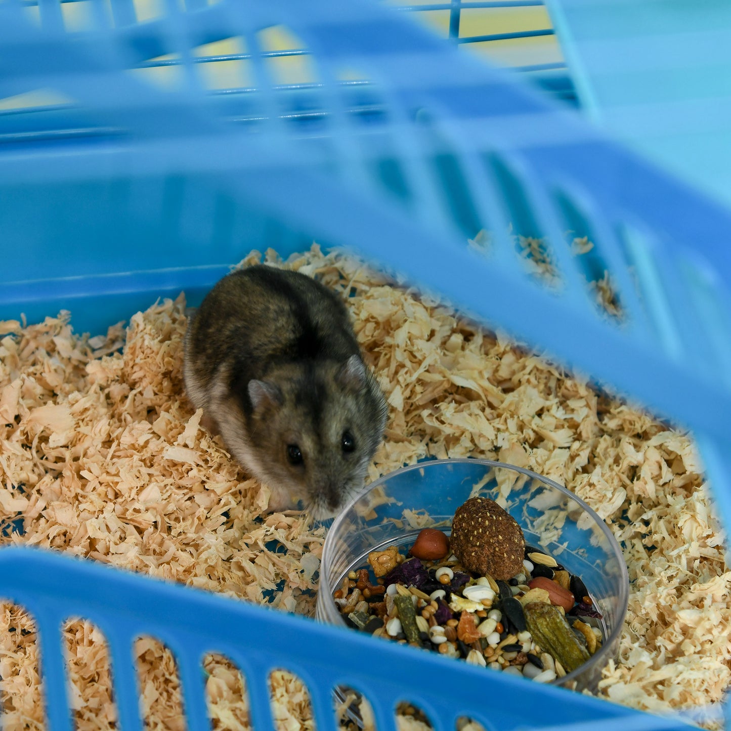 PawHut Hamster Cage, 5 Tier Carrier Habitat with Exercise Wheels Tunnel Tube Water Bottle Dishes House Ladder, Gerbil Cage for Dwarf Mice, Blue