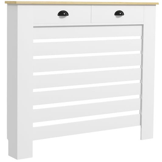 HOMCOM 95.5H x 111Wcm Radiator Cover, with Drawer - White--ChewyGames-ChewyGames