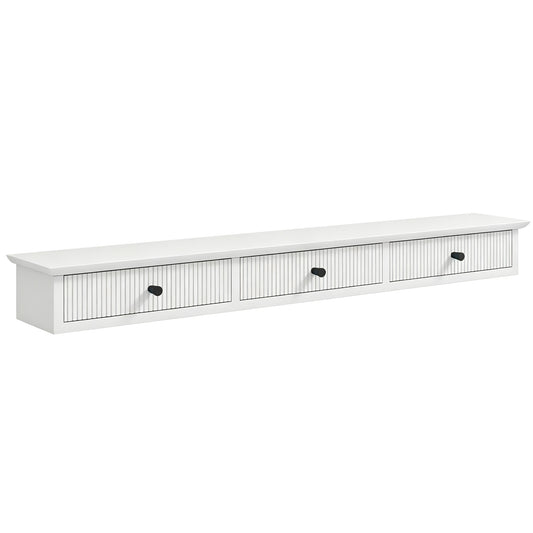 HOMCOM Shelf Wall-Mounted Storage Shelf Shelving Unit MDF 93 x 15 x 10 cm Entryway Kitchen Living Room, White