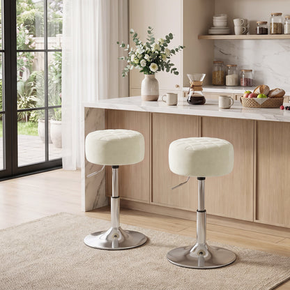 HOMCOM Bar Stool Adjustable Swivel Chair Velvet-Feel Seat 1 Piece, Beige