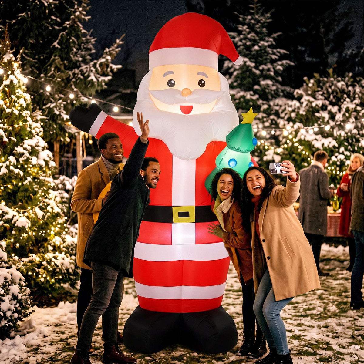 Outsunny Inflatable Christmas Decoration, 8FT Christmas Inflatable Santa with Bright LED Light, Red