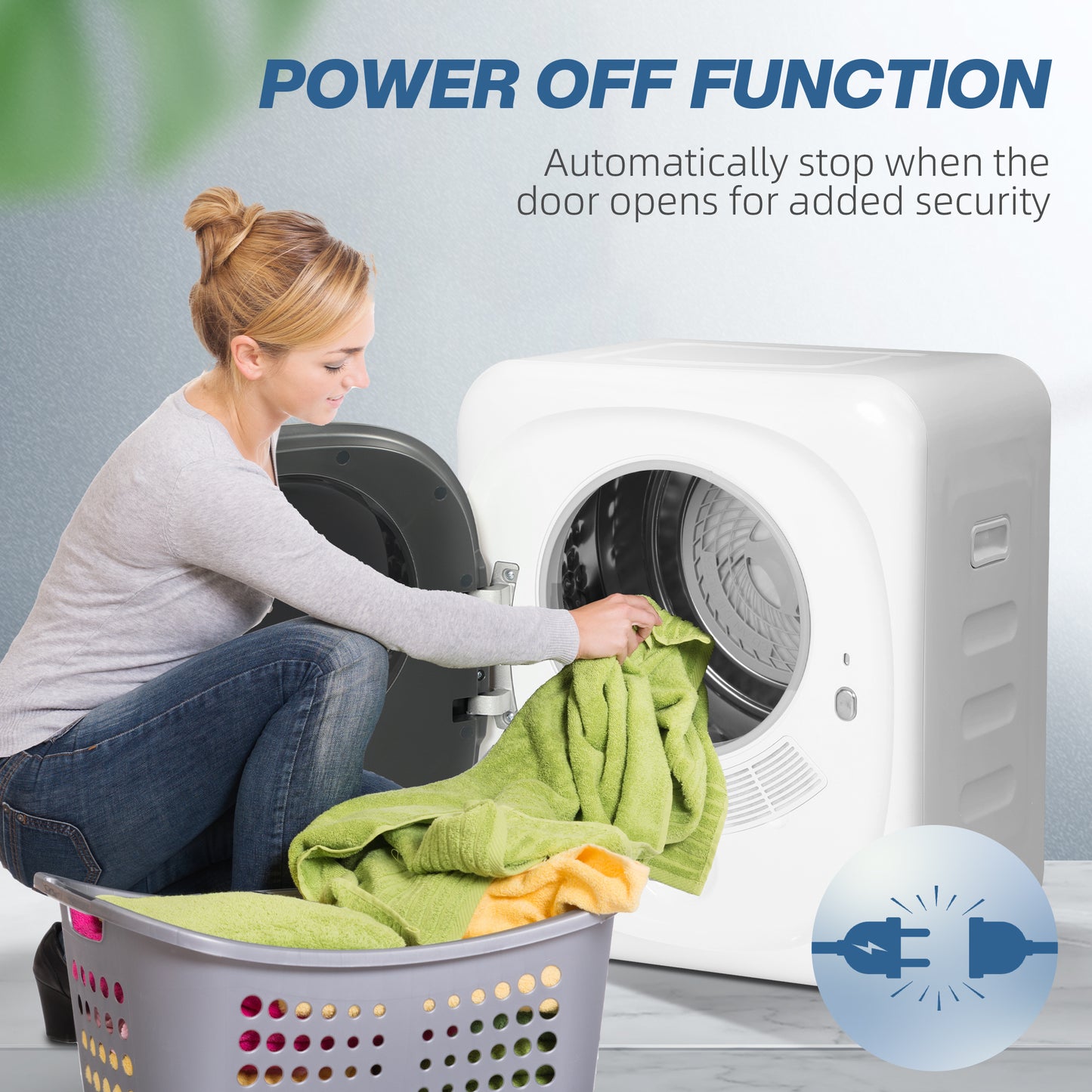 HOMCOM 4kg Vented Tumble Dryer, 800W Compact Freestanding Front Tumble Dryer with 5 Drying Mode, Smart Sensor, Timer and Stainless Steel Tub, Wall-Mounted Portable Small Clothes Drying Machine, White