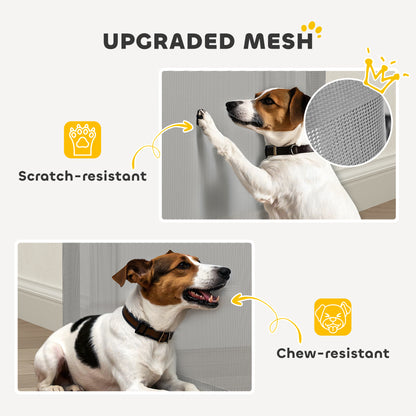 PawHut Retractable Dog Gate, Extends to 300 cm Wide & 104 cm Tall, Mesh Pet Gate Single Hand Operation, for Stairs Doorways