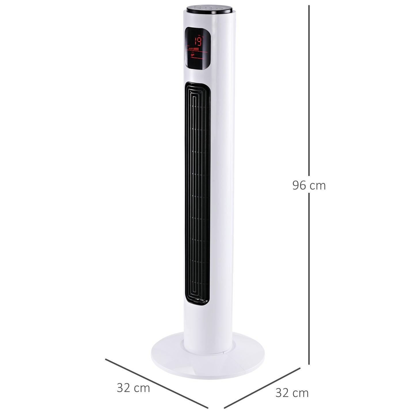 HOMCOM 38'' Freestanding Tower Fan, 3 Speed 3 Mode, 12h Timer, 70 Degree Oscillation, LED Panel, 5M Remote Controller, White--ChewyGames-ChewyGames