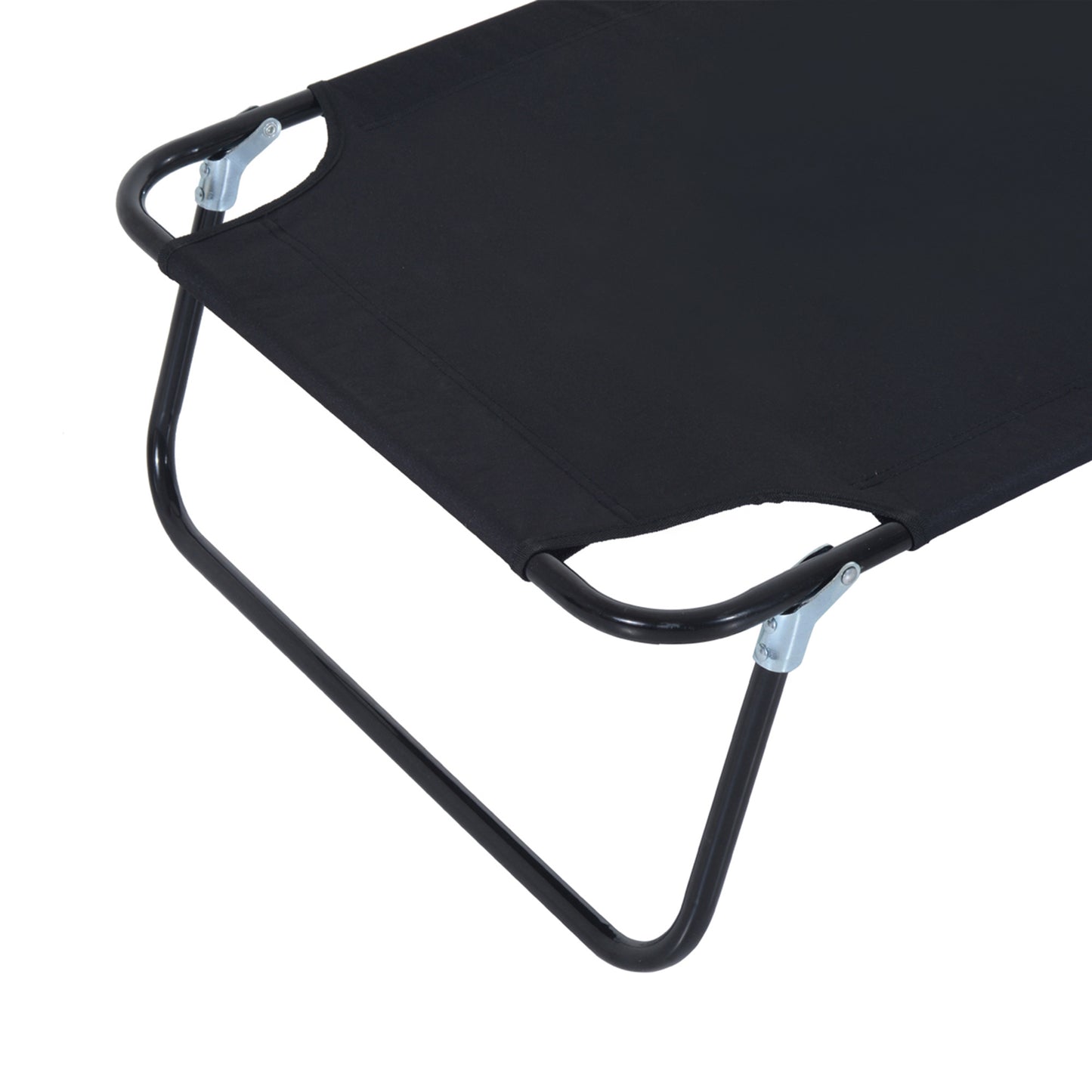 Outsunny Outdoor Folding Sun Lounger with Face Hole, 4 Level Adjustable Backrest Reclining Garden Lounger, Garden Recliner Sunbed with 600 D Oxford Cloth Seat and Pillow for Beach, Black