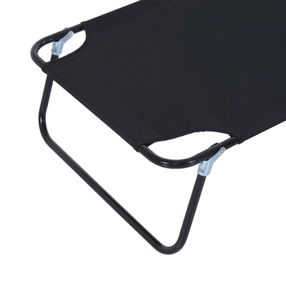 Outsunny Outdoor Folding Sun Lounger with Face Hole, 4 Level Adjustable Backrest Reclining Garden Lounger, Garden Recliner Sunbed with 600 D Oxford Cloth Seat and Pillow for Beach, Black