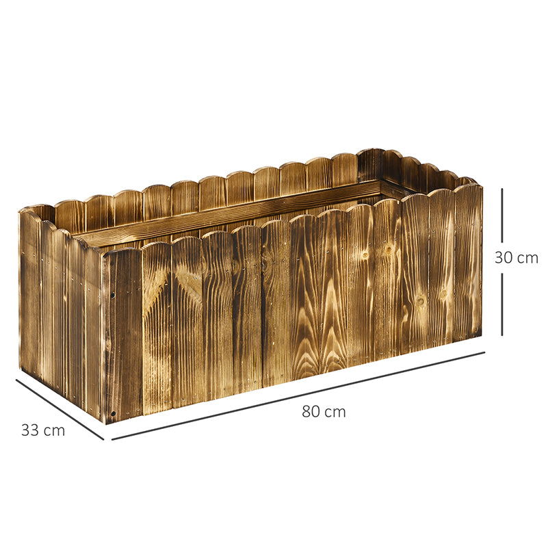 Outsunny 70L Raised Garden Bed, Wooden Rectangle Planter Box, Outdoor Herb Vegetable Flower Pot (80L x 33W x 30H cm)--ChewyGames-ChewyGames
