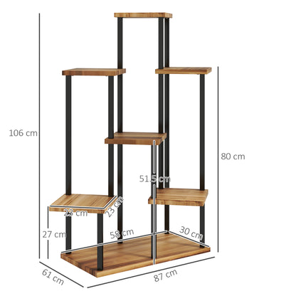Outsunny Seven Wooden Shelf Plant Stand