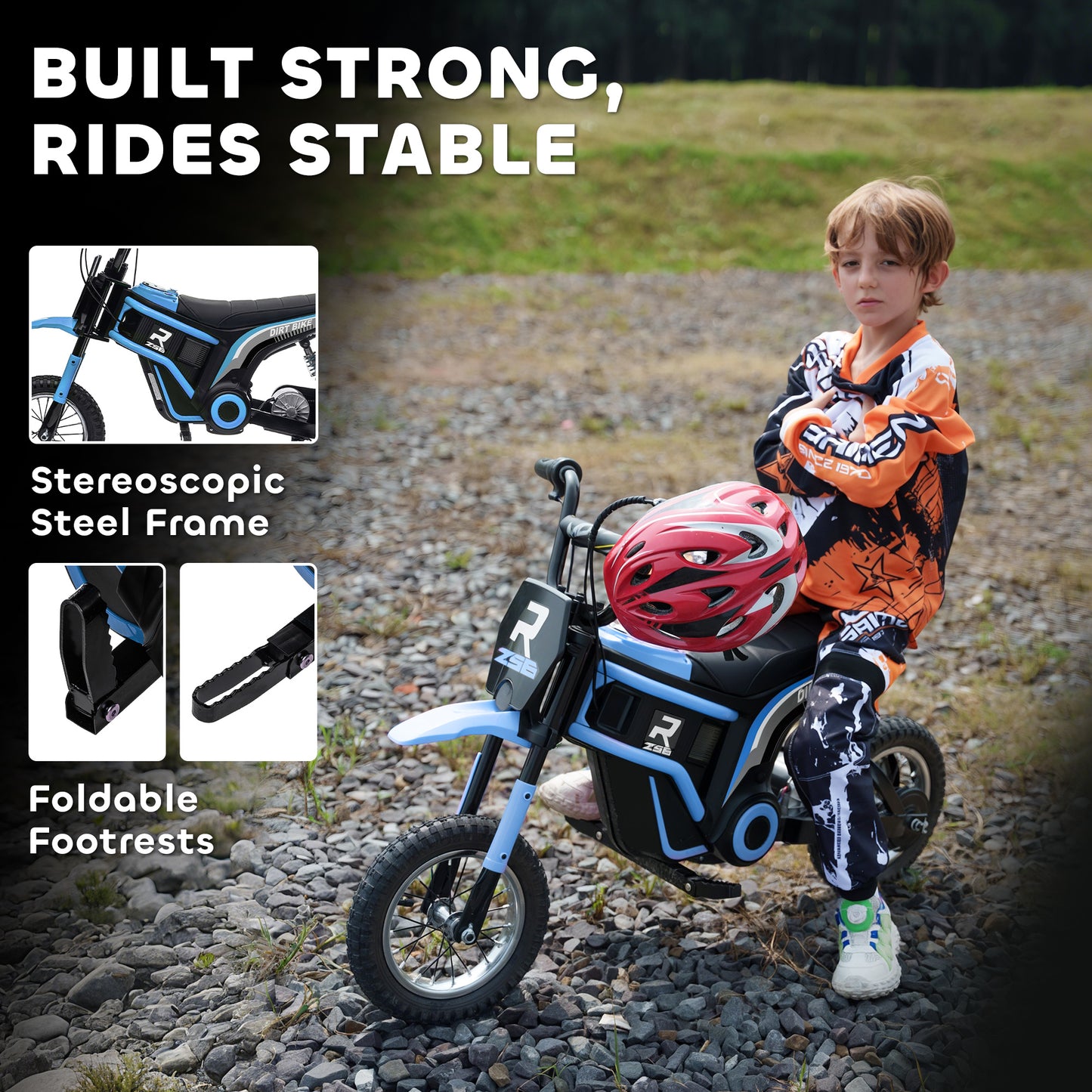 HOMCOM 24V Electric Motorbike 18km/h with Twist Grip Throttle, Enhanced Power and Extended Range - Blue