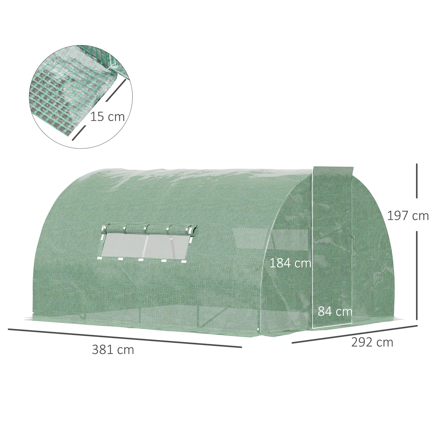 Outsunny Reinforced Walk in Polytunnel Greenhouse, 4x3x2 m--ChewyGames-ChewyGames