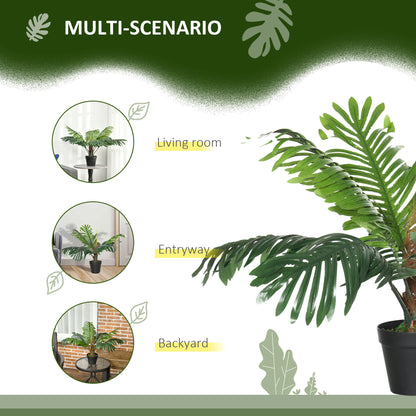 Outsunny 2 Pack 60cm Artificial Palm Tree Decorative Plant with Nursery Pot, Fake Tropical Tree for Indoor Outdoor Decor