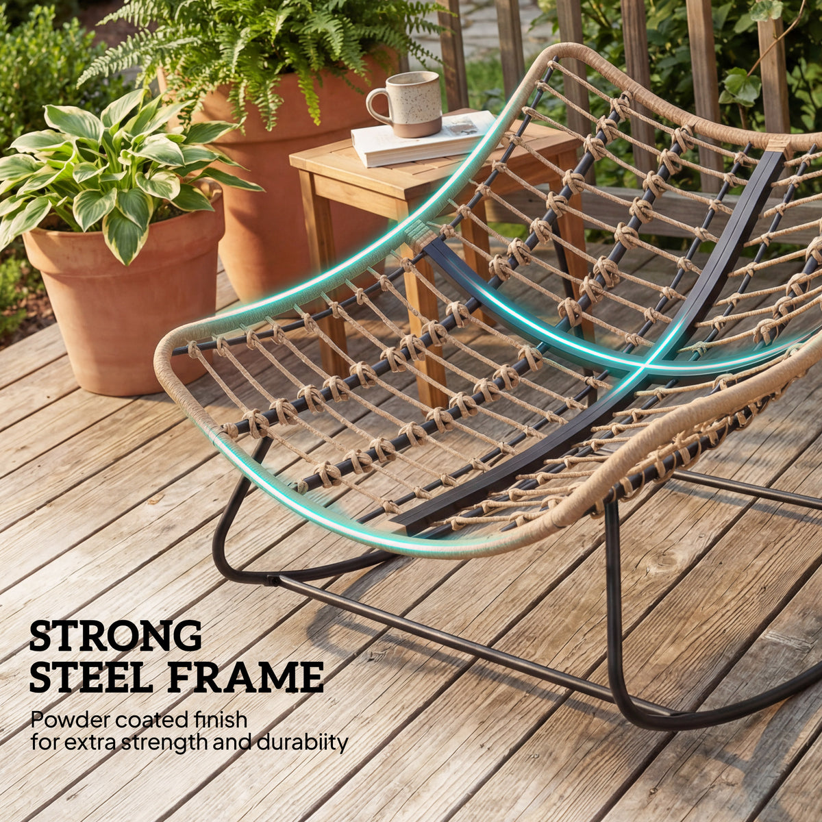 Outsunny Indoor Outdoor Rocking Chair, Oversized Rocking Egg Chair with Cushion for Living Room, Garden, Patio, Light Grey-Rocking Chairs-ChewyGames-ChewyGames
