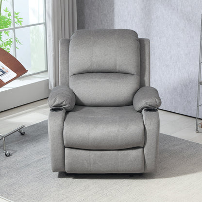 HOMCOM Microfibre Manual Reclining Armchair with 135° Recline Back and Footrest - Grey--ChewyGames-ChewyGames