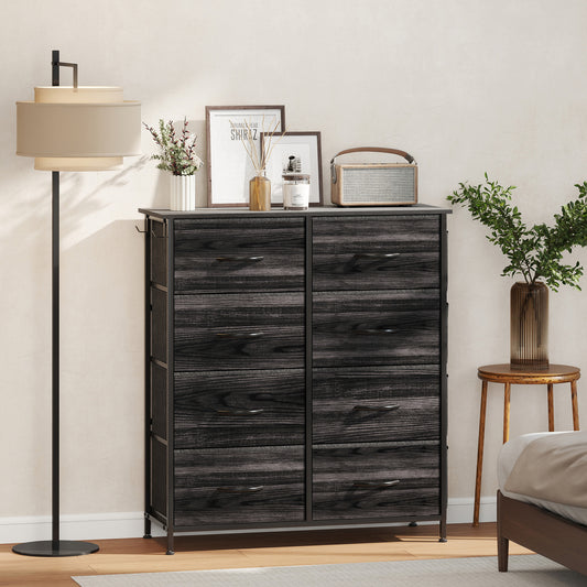 HOMCOM Chest of Eight Fabric Drawers - Black